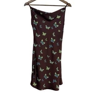 Urban Outfitters Mallory Butterfly Satin Mini Slip Dress Women’s Small Cowl Neck